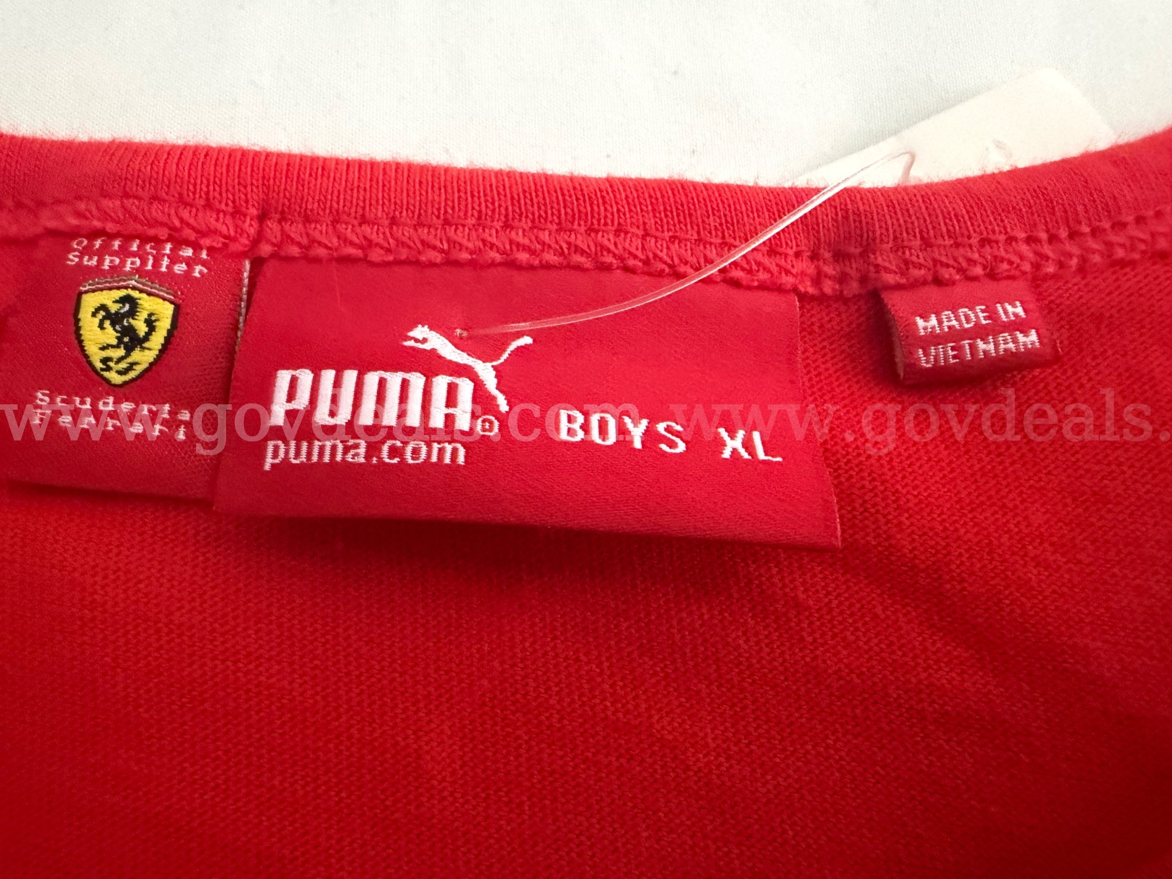 VINTAGE PUMA FERRARI LONG SLEEVE RED TEE 100% COTTON BOYS SIZE EXTRA LARGE NWT $42 *WILL SHIP*  100 Government Surplus Auction - Photo #3