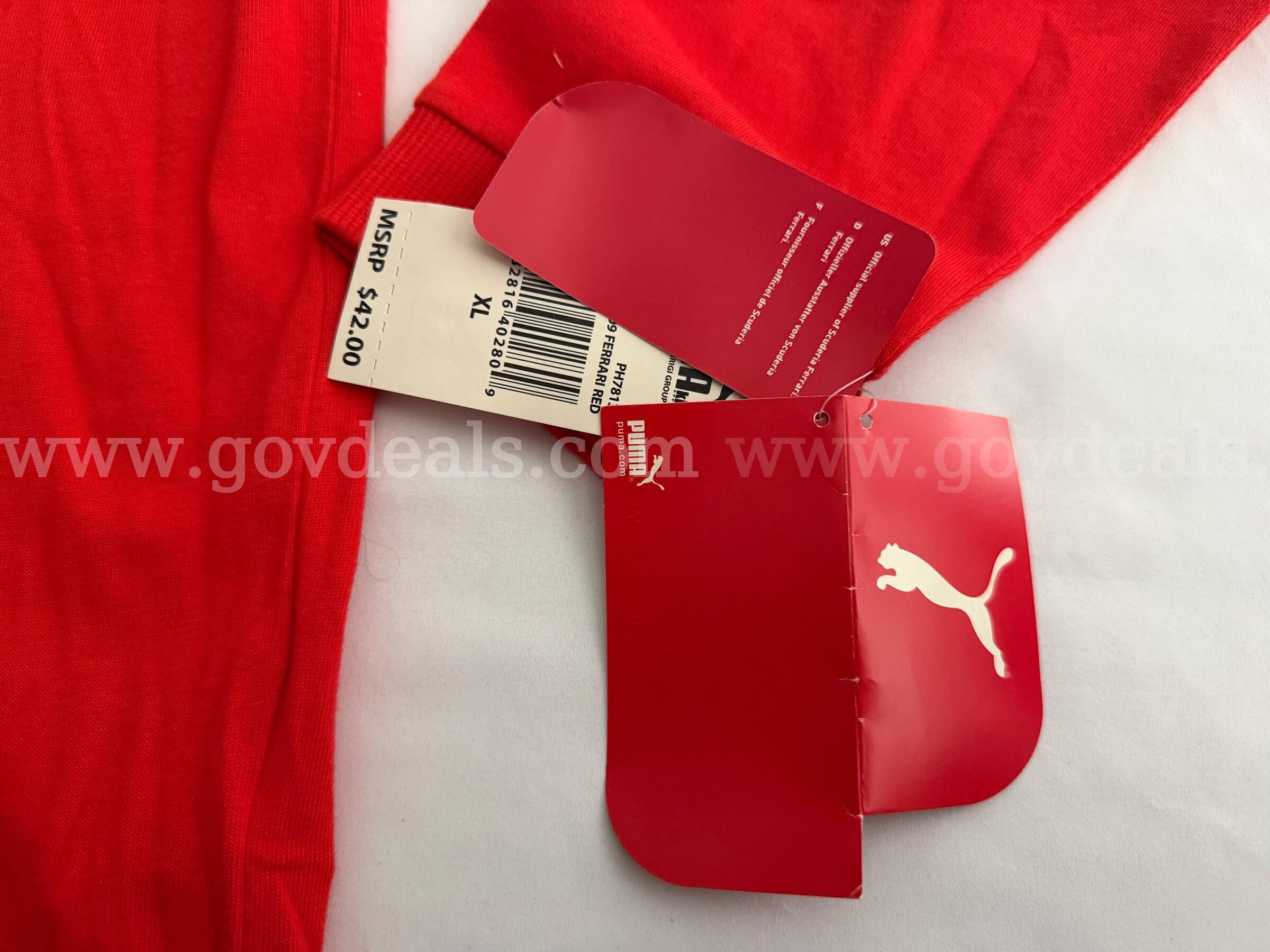 VINTAGE PUMA FERRARI LONG SLEEVE RED TEE 100% COTTON BOYS SIZE EXTRA LARGE NWT $42 *WILL SHIP*  100 Government Surplus Auction - Photo #6
