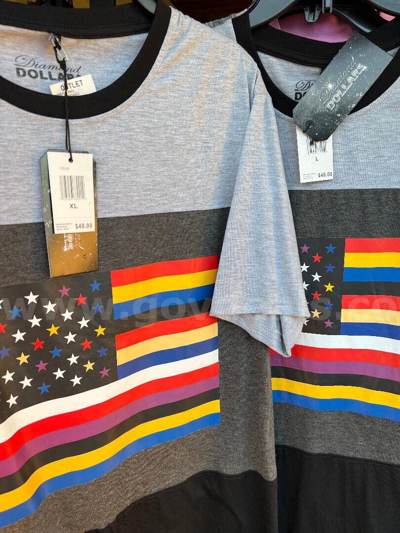 LOT OF 2 U.S.A. FLAG MEN'S T-SHIRTS DIAMOND DOLLARS STYLE # DD059 NWT $48 *WILL SHIP*  DD059 Government Surplus Auction - Photo #2