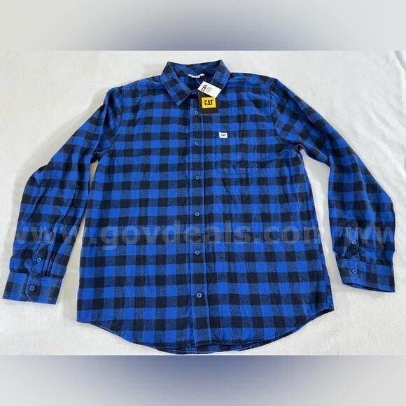CATERPILLAR BUFFALO PLAID FLANNEL MENS BUTTON DOWN SHIRT MEMPHIS BLUE XL NWT $60 *WILL SHIP* Caterpillar  Government Surplus Auction - Primary Photo