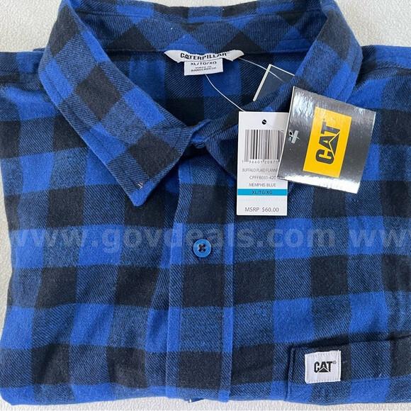 CATERPILLAR BUFFALO PLAID FLANNEL MENS BUTTON DOWN SHIRT MEMPHIS BLUE XL NWT $60 *WILL SHIP* Caterpillar  Government Surplus Auction - Photo #2