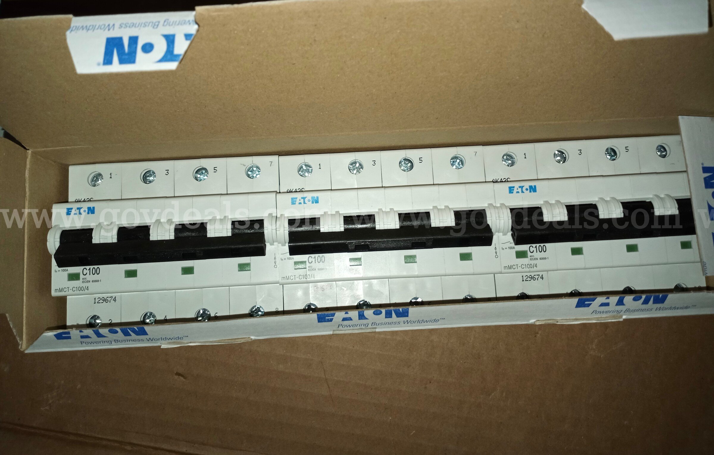 Eaton Cutler-Hammer MCB mMCT C Curve 4 Pole 100A Circuit Breaker mMCT-C100/4 / CASE OF 3 BREAKERS *will ship* Case 100A Government Surplus Auction - Primary Photo