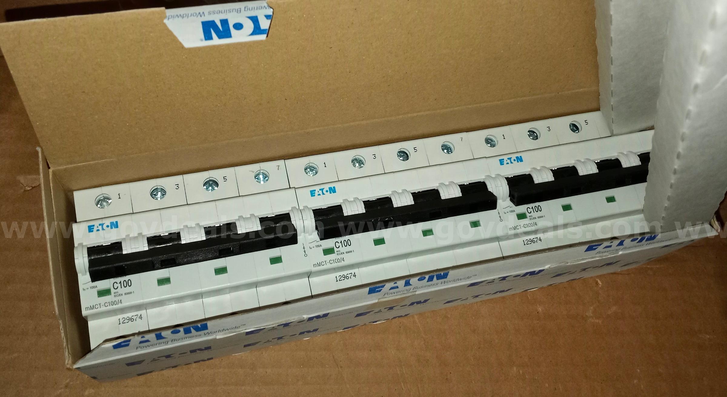 Eaton Cutler-Hammer MCB mMCT C Curve 4 Pole 100A Circuit Breaker mMCT-C100/4 / CASE OF 3 BREAKERS *will ship* Case 100A Government Surplus Auction - Primary Photo