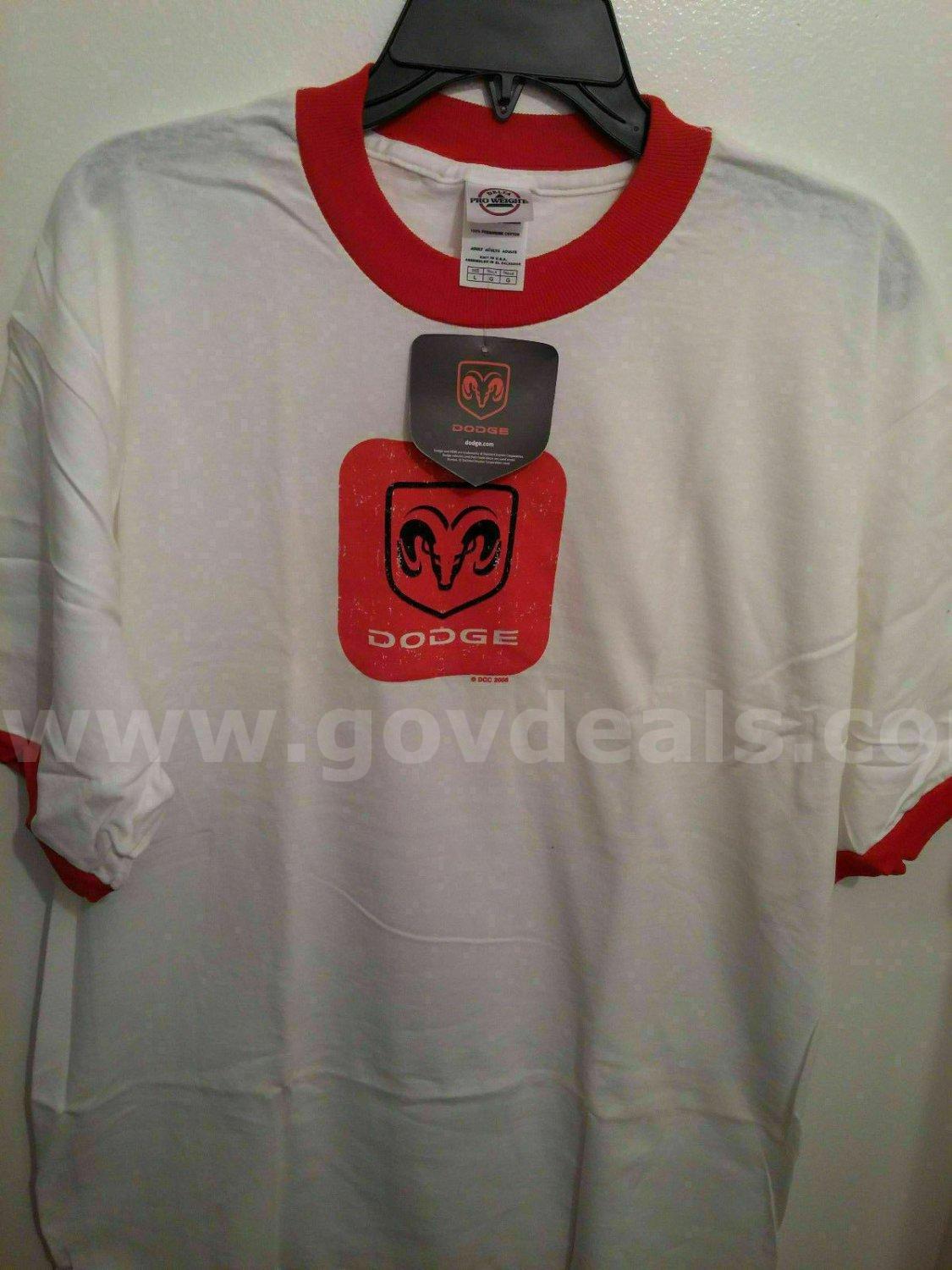 DODGE Muscle Car T-shirt 100% Cotton White NEW WITH TAG MEN'S SIZE LARGE *WILL SHIP* Dodge  Government Surplus Auction - Photo #2