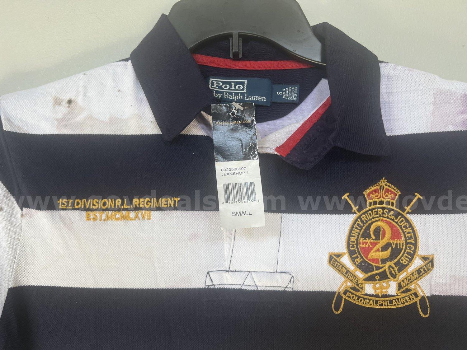 POLO by RALPH LAUREN CUSTOM FIT MEN'S SHIRT WHITE/NAVY COTTON Mesh SIZE SMALL *WILL SHIP*   Government Surplus Auction - Primary Photo