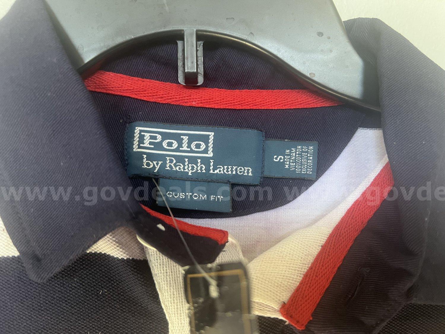POLO by RALPH LAUREN CUSTOM FIT MEN'S SHIRT WHITE/NAVY COTTON Mesh SIZE SMALL *WILL SHIP*   Government Surplus Auction - Photo #4