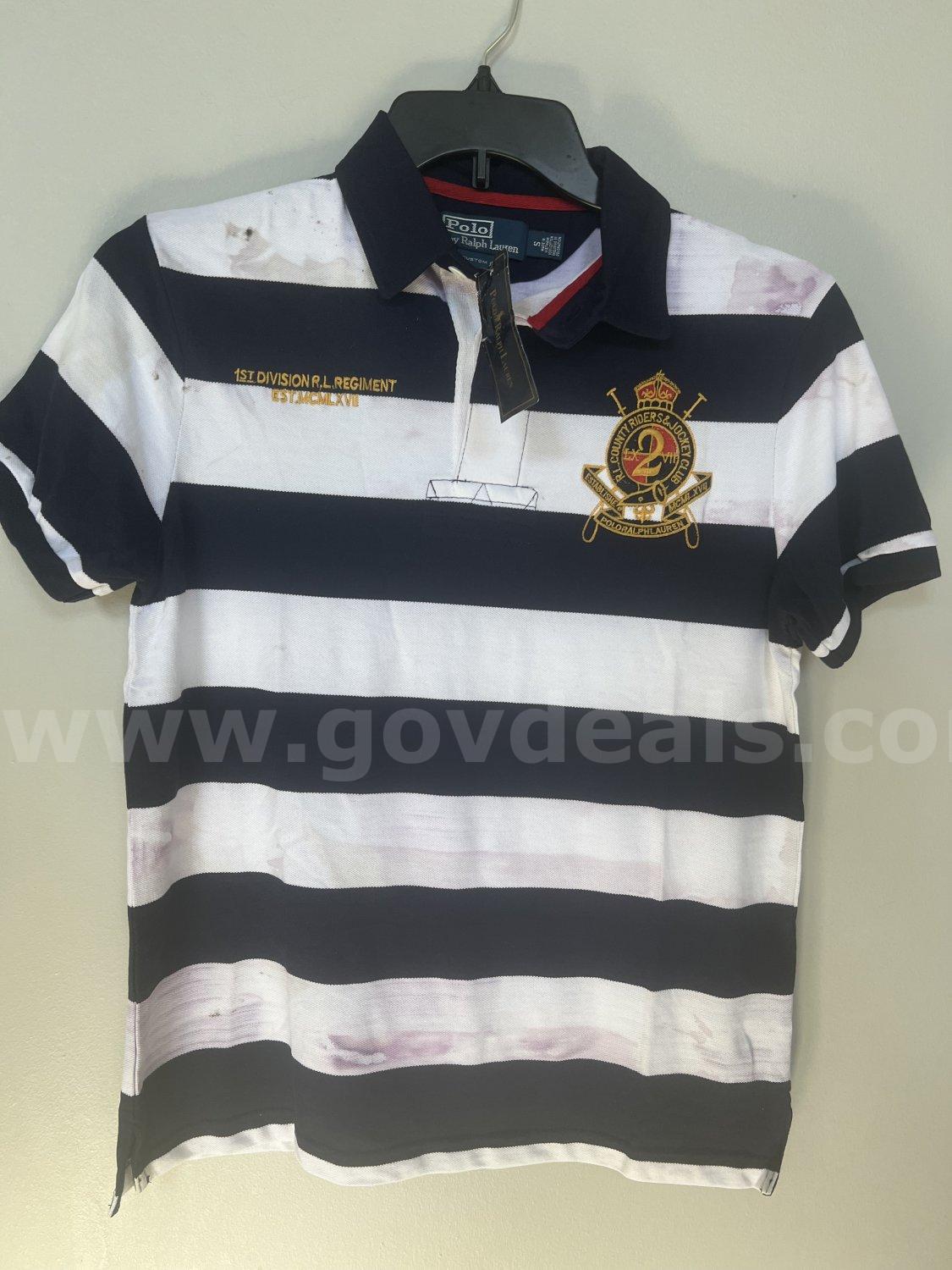 POLO by RALPH LAUREN CUSTOM FIT MEN'S SHIRT WHITE/NAVY COTTON Mesh SIZE SMALL *WILL SHIP*   Government Surplus Auction - Photo #5