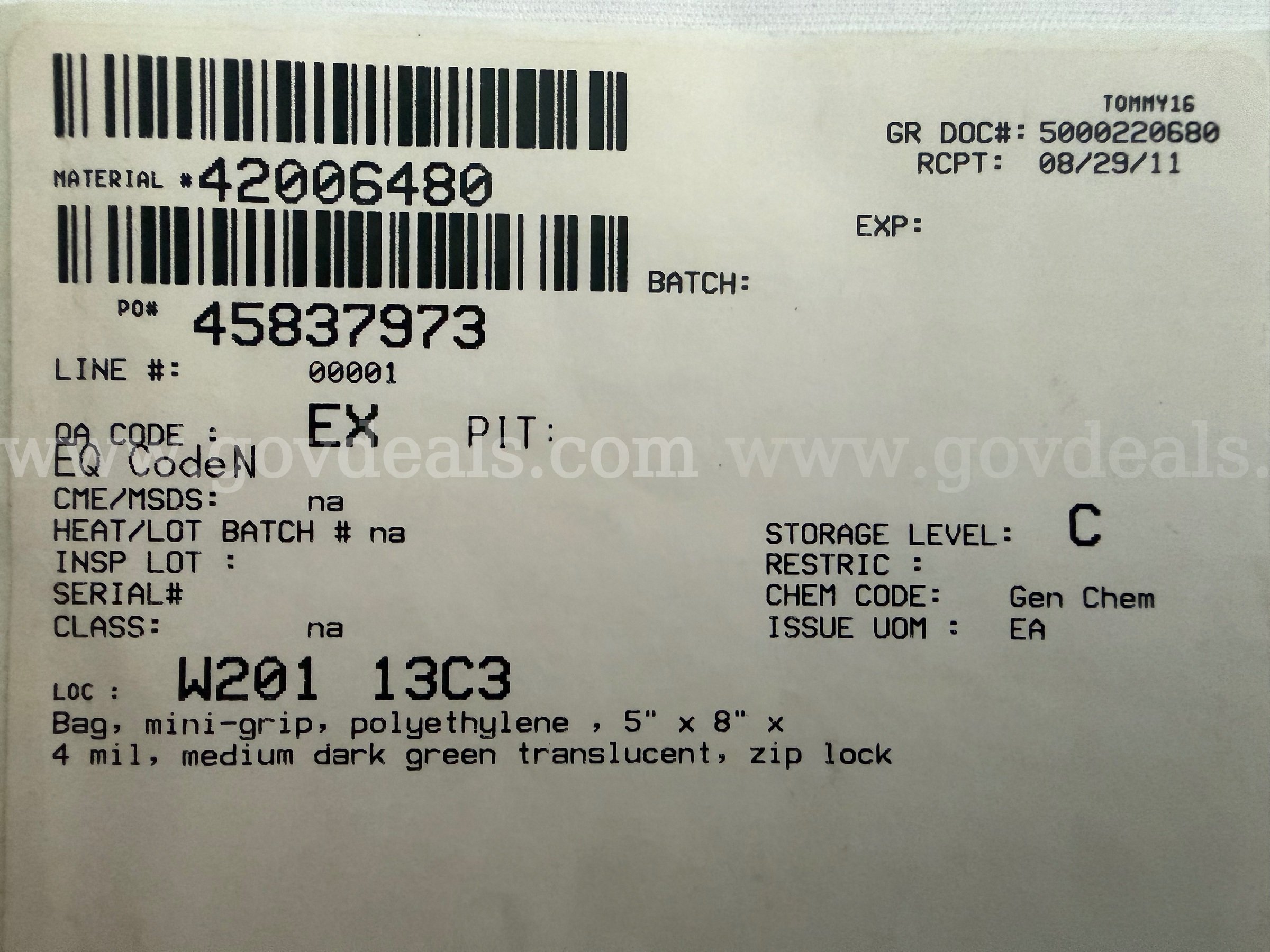 INDUSTRIAL HEAVY DUTY Ontrak zipperlock bags size 4.5"x 3"x4 mil Green 100 pcs *WILL SHIP*  100 Government Surplus Auction - Photo #5