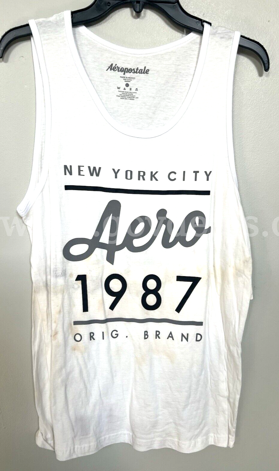 AEROPOSTALE NYC MEN'S WHITE TANK TOP SHIRT 100% COTTON #ATE10522BL SIZE LARGE *WILL SHIP*   Government Surplus Auction - Photo #3