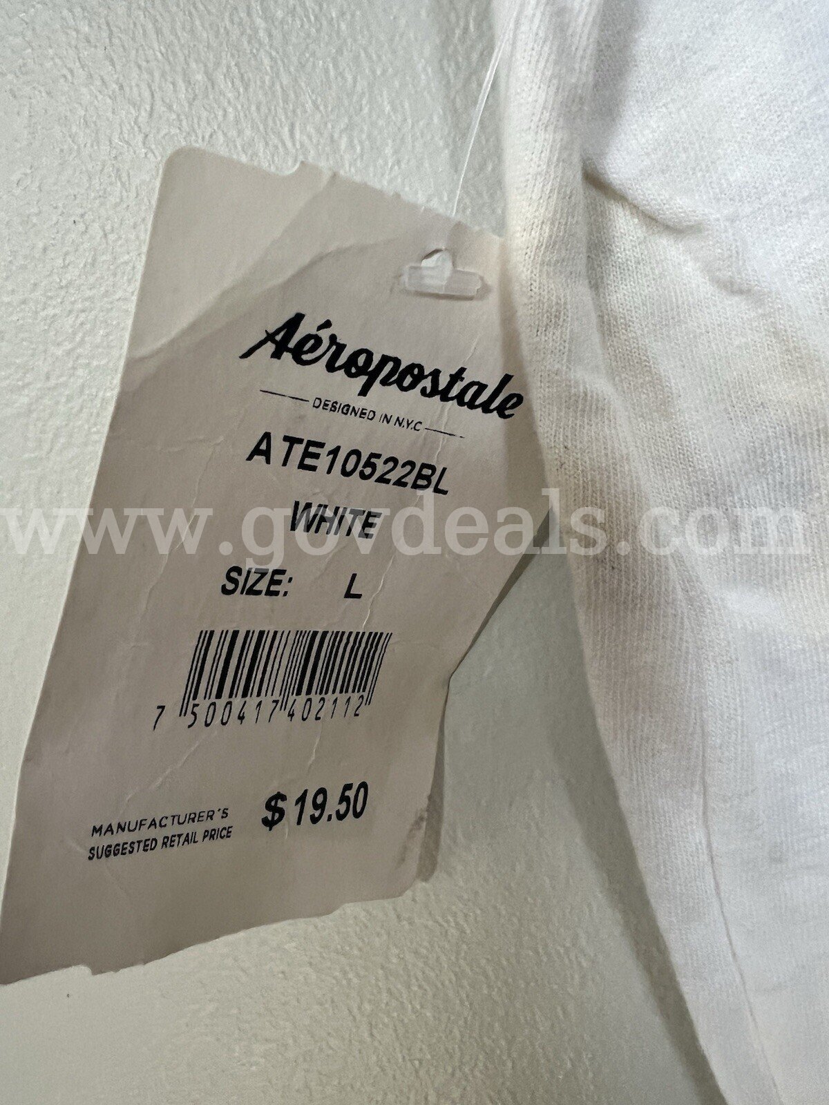 AEROPOSTALE NYC MEN'S WHITE TANK TOP SHIRT 100% COTTON #ATE10522BL SIZE LARGE *WILL SHIP*   Government Surplus Auction - Photo #5