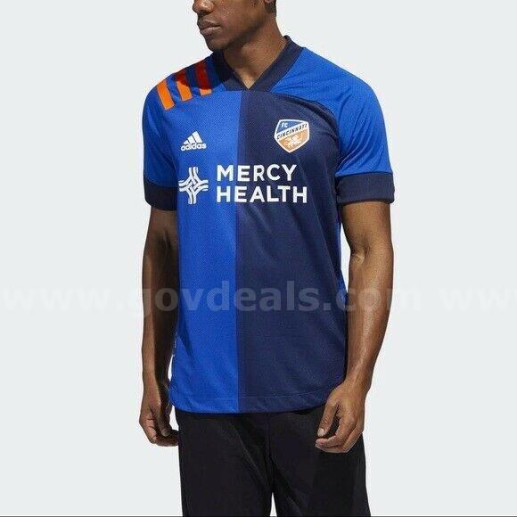 RARE/MLS ADIDAS FC Cincinnati Mens Authentic Soccer 2020 Primary Jersey Blue NWT $130 NWT SIZE LARGE *WILL SHIP*  130 Government Surplus Auction - Photo #2