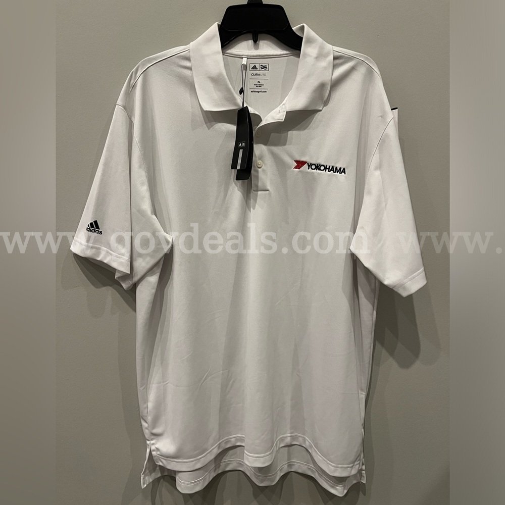Adidas GOLF WHITE/BLACK Polo Shirt STYLE X25614 Men’s SIZE EXTRA LARGE NWT *WILL SHIP*   Government Surplus Auction - Primary Photo