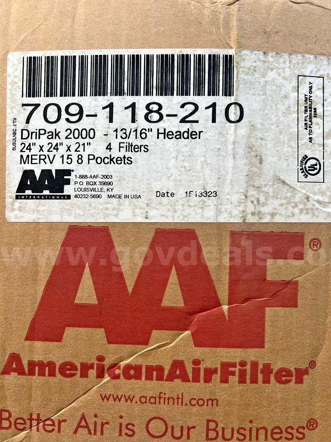 AAF 4 FILTERS DRIPACK 2000 13/16" HEADER 24X24X21 MERV15 8 POCKETS NEW IN BOX   Government Surplus Auction - Photo #4