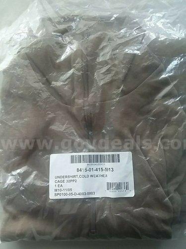 US Military Men's Lightweight Cold Weather Undershirt L Polypro Brown NEW/SEALED   Government Surplus Auction - Photo #3