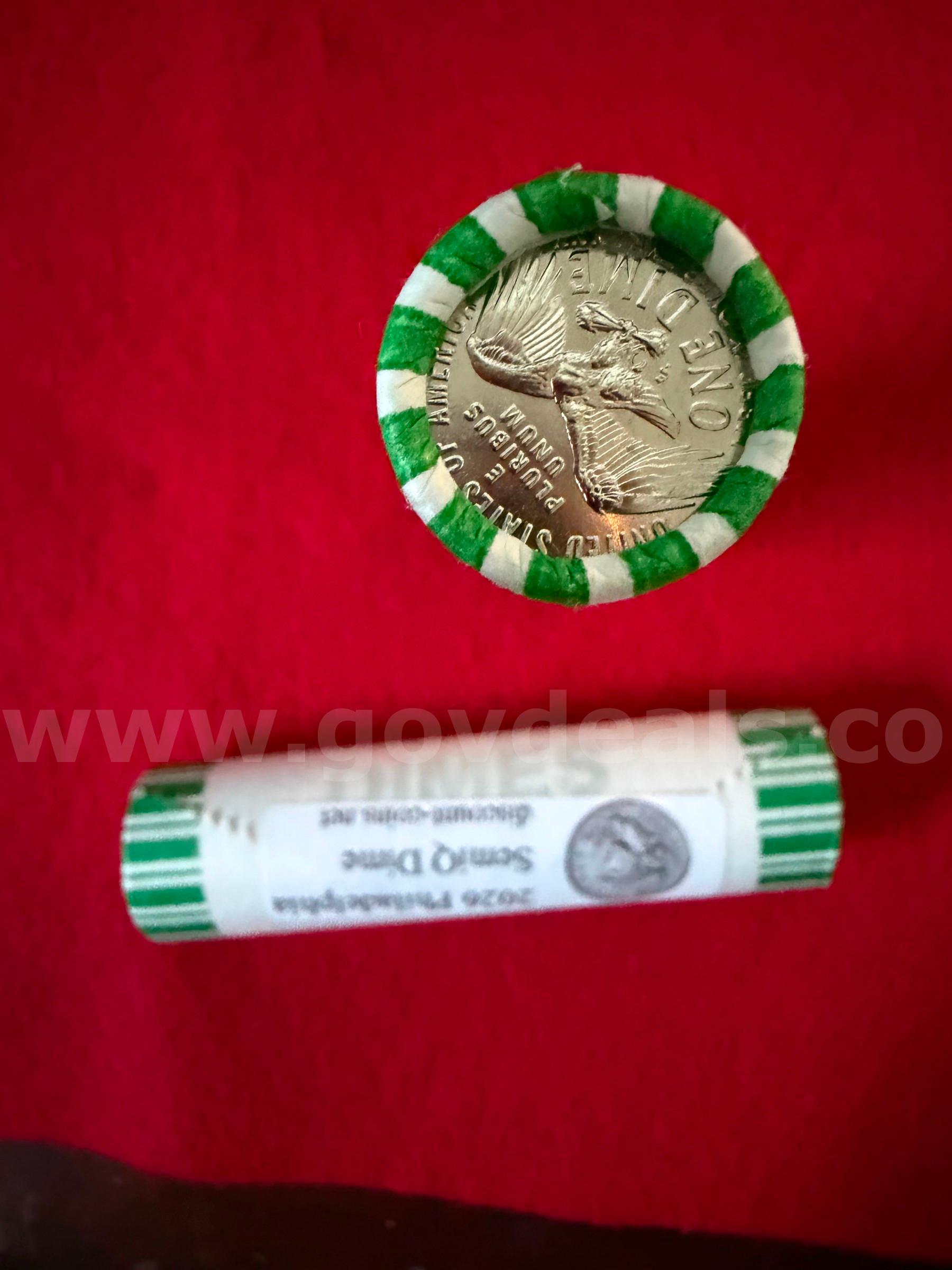 NEW 2026 Dimes 2 ROLLS P and D From the Mint   Government Surplus Auction - Photo #4