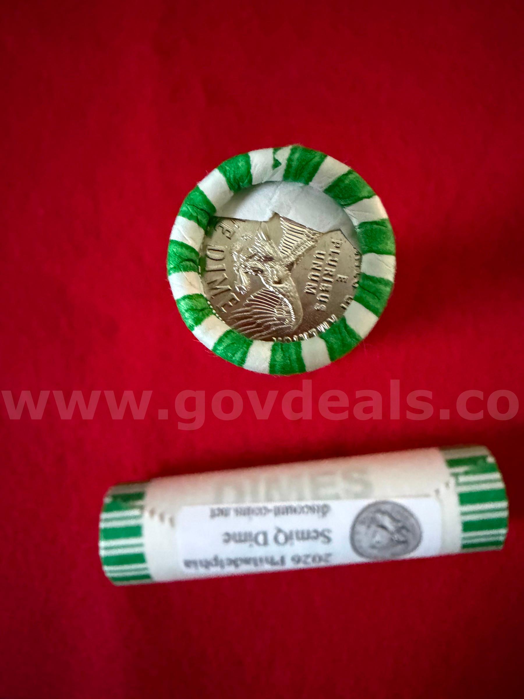 NEW 2026 Dimes 2 ROLLS P and D From the Mint   Government Surplus Auction - Photo #5