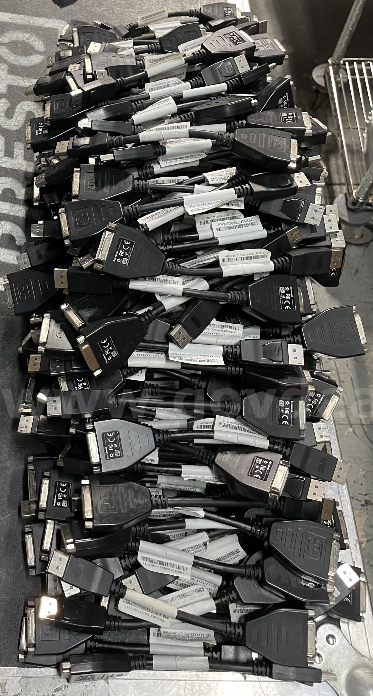 Lot of 222 Lenovo / IBM DisplayPort to DVI Adapters – FRU 43N9160 – Used