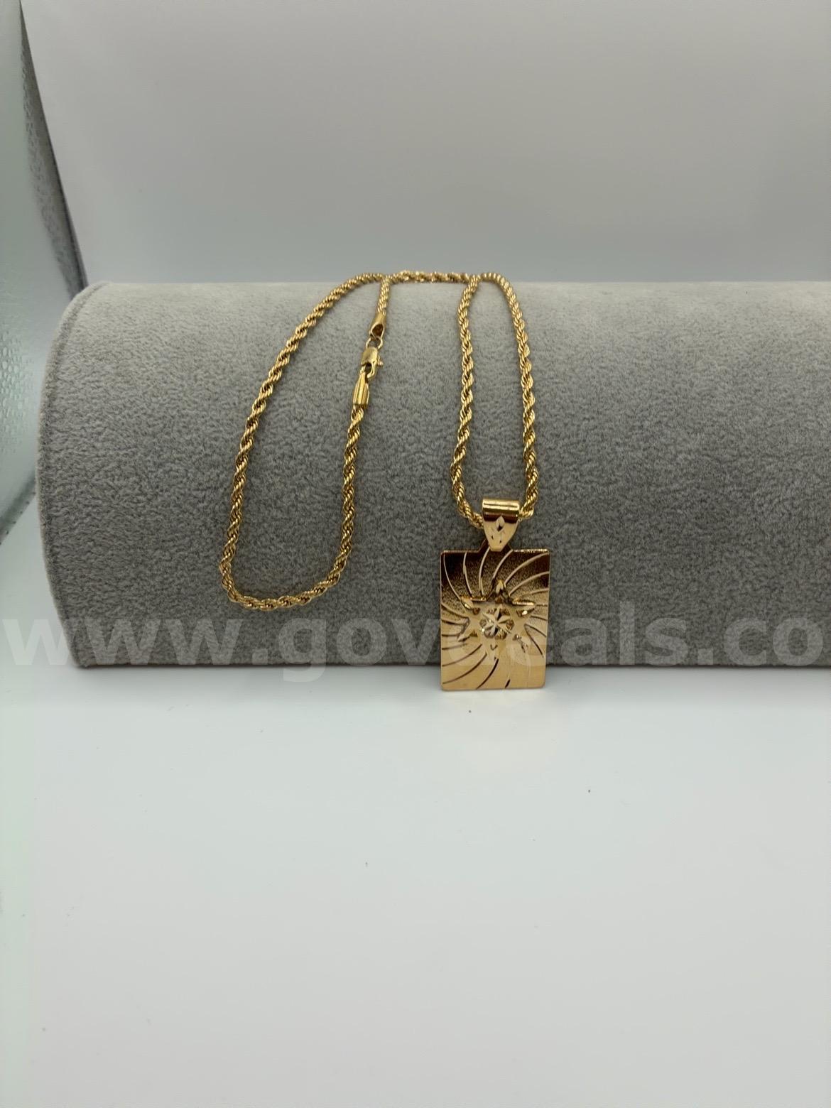 2MM, 20” Diamond Cut Rope Chain Necklace, W/Star Of David, 24k Gold Filled   Government Surplus Auction - Photo #3