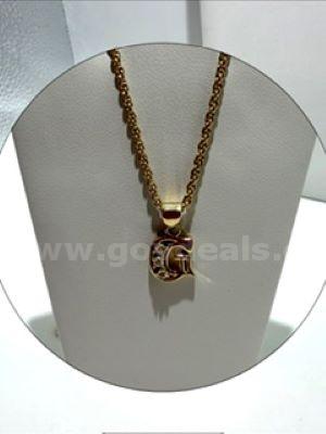 Gorgeous, Cubic Zirconia Diamond "G" Initial, W/1MM, 16 Inch, 24k Gold Filled, Diamond Cut, Rope Chain   Government Surplus Auction - Primary Photo