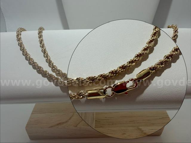 Beautiful, 24 Inch, 24kt Gold Filled, 4MM Diamond Cut Rope Chain Necklace   Government Surplus Auction - Photo #2