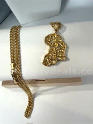 24 Inch, 24kt Gold Filled, Cuban Link Chain W/Africa Pendant   Government Surplus Auction - Photo #2