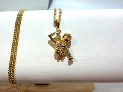 Unique, 18 Inch, 24kt Gold Filled, Cuban Link Chain W/Skeleton Pendant   Government Surplus Auction - Photo #2