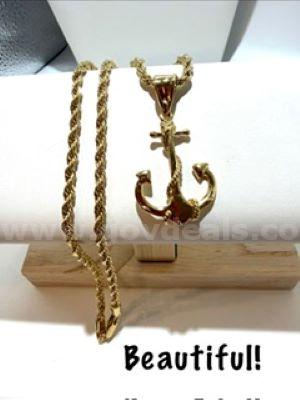 Magnificient, 24kt Gold Filled, Anchor Pendant, W/22", 4MM Diamond Cut Rope Chain   Government Surplus Auction - Photo #2