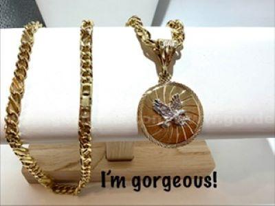 Beautiful, 24kt Gold Filled, Eagle Medallion, W/24" Inch, Cuban Link Chain   Government Surplus Auction - Photo #2