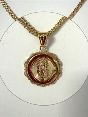 Gorgeous, 30 Inch, 24kt Gold Filled Weave Chain W/Mother of Mary Medallion Pendant   Government Surplus Auction - Photo #2