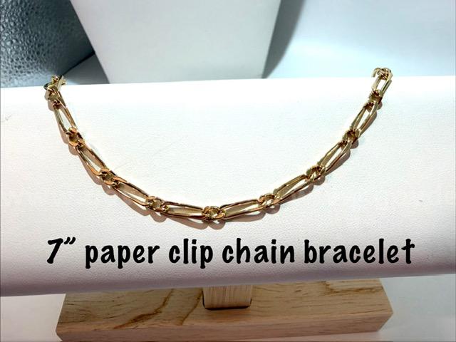 Danity, 7 Inch, 24kt Gold Filled, Paper Clip Bracelet