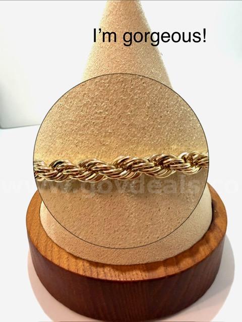 Stunning, 24kt Gold Filled, 7 1/2 Inch, 6MM Diamond Cut Rope Bracelet   Government Surplus Auction - Photo #2