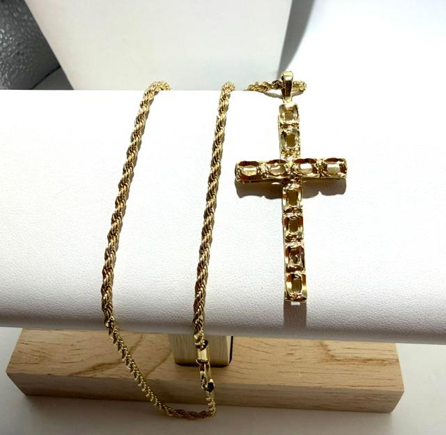 Gorgeous, 2MM, 18 Inch, 24kt Gold Filled, Rope Chain W/Cross Pendant   Government Surplus Auction - Photo #2