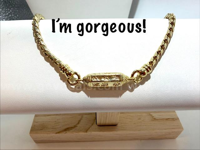Splendid, 24kt Gold Filled, 7 Inch, Cylindrical Barrel Boston Link Bracelet
