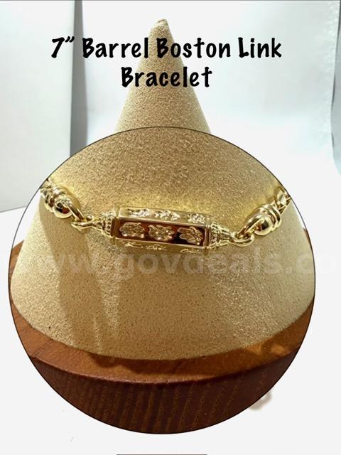Splendid, 24kt Gold Filled, 7 Inch, Cylindrical Barrel Boston Link Bracelet   Government Surplus Auction - Photo #3