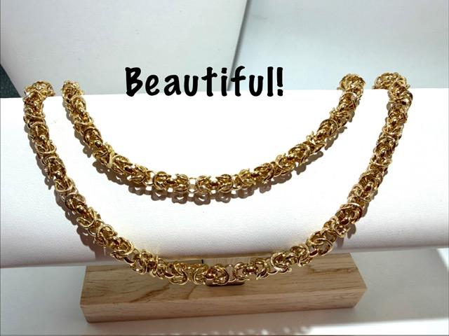Gorgeous, 20 Inch, 24kt Gold Filled, Chunky Byzantine Chain Necklace