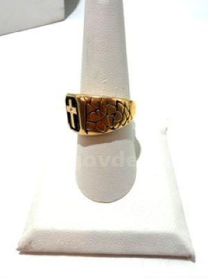 Beautiful, Men's, Size 8, 24kt Gold Filled, CZ Onyx Cross Ring   Government Surplus Auction - Photo #3