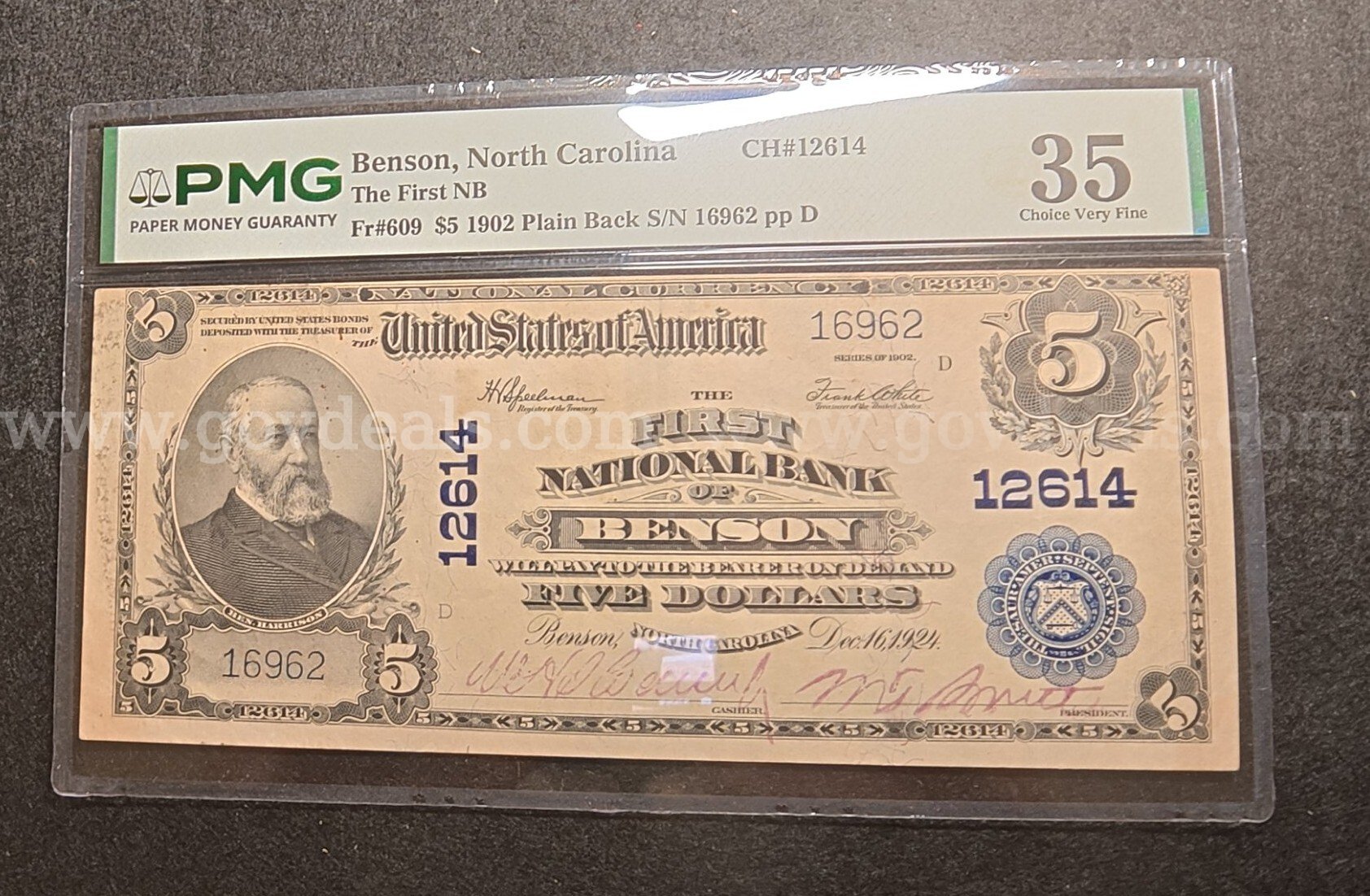 Very Rare 1902 Benson NC Note, PMG 35 Choice Very Fine grade