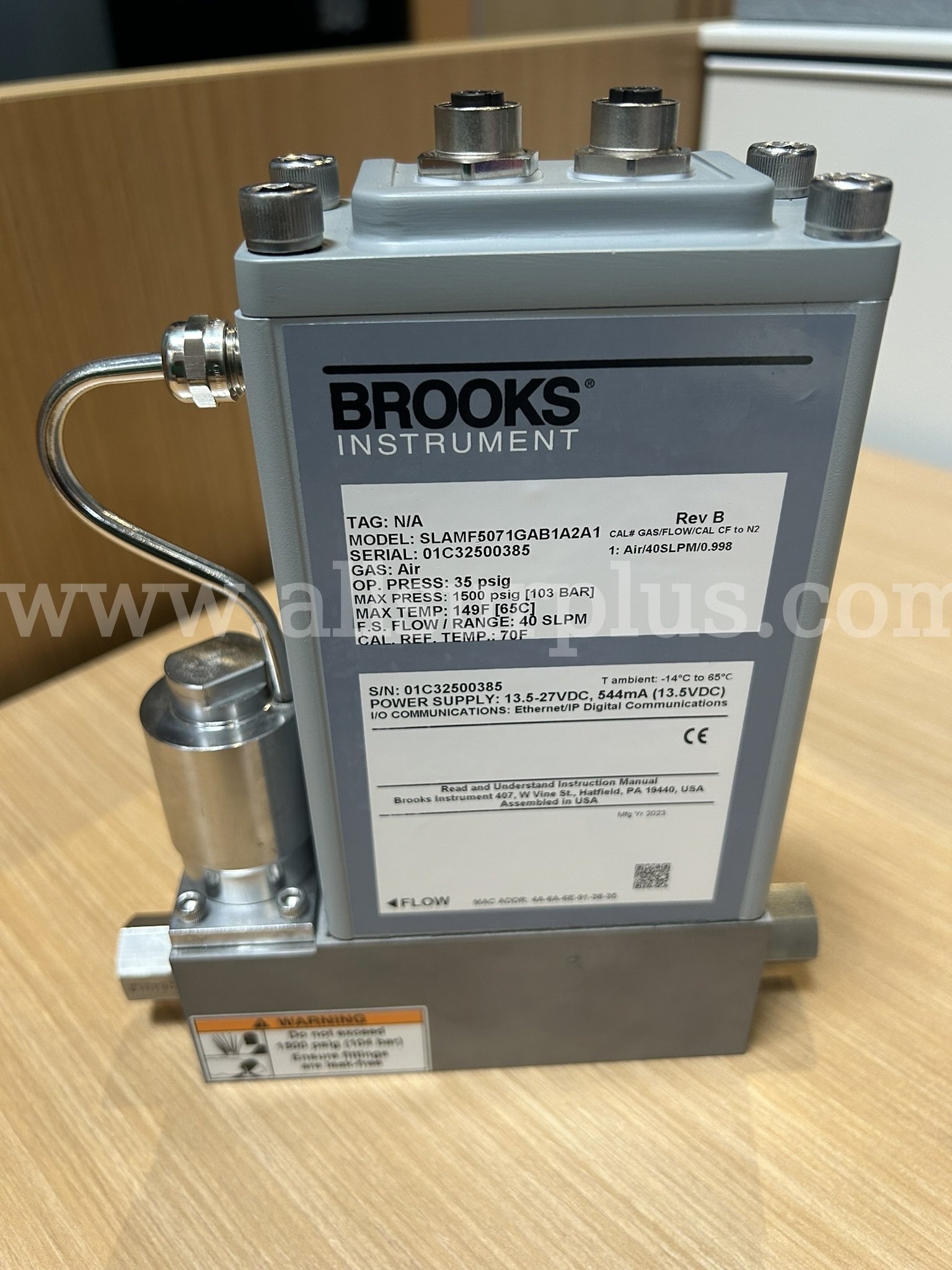 Brooks Digital Gas MFC for Air at 40 SLPM MFC Model: SLAMF5071GAB1A2A1   Government Surplus Auction - Primary Photo