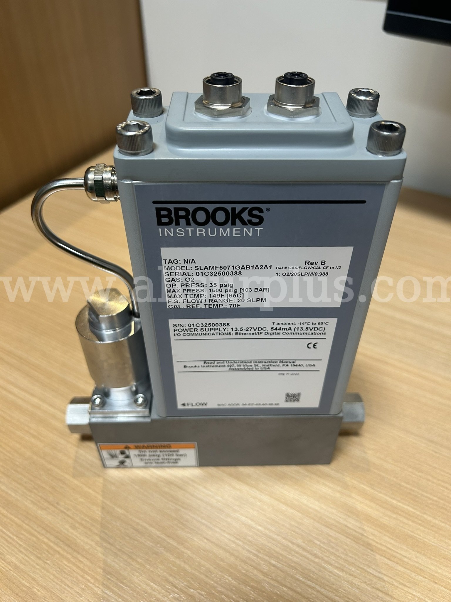 Brooks Digital Gas MFC for Oxygen at 20 SLPM MFC Model: SLAMF5071GAB1A2A1   Government Surplus Auction - Primary Photo