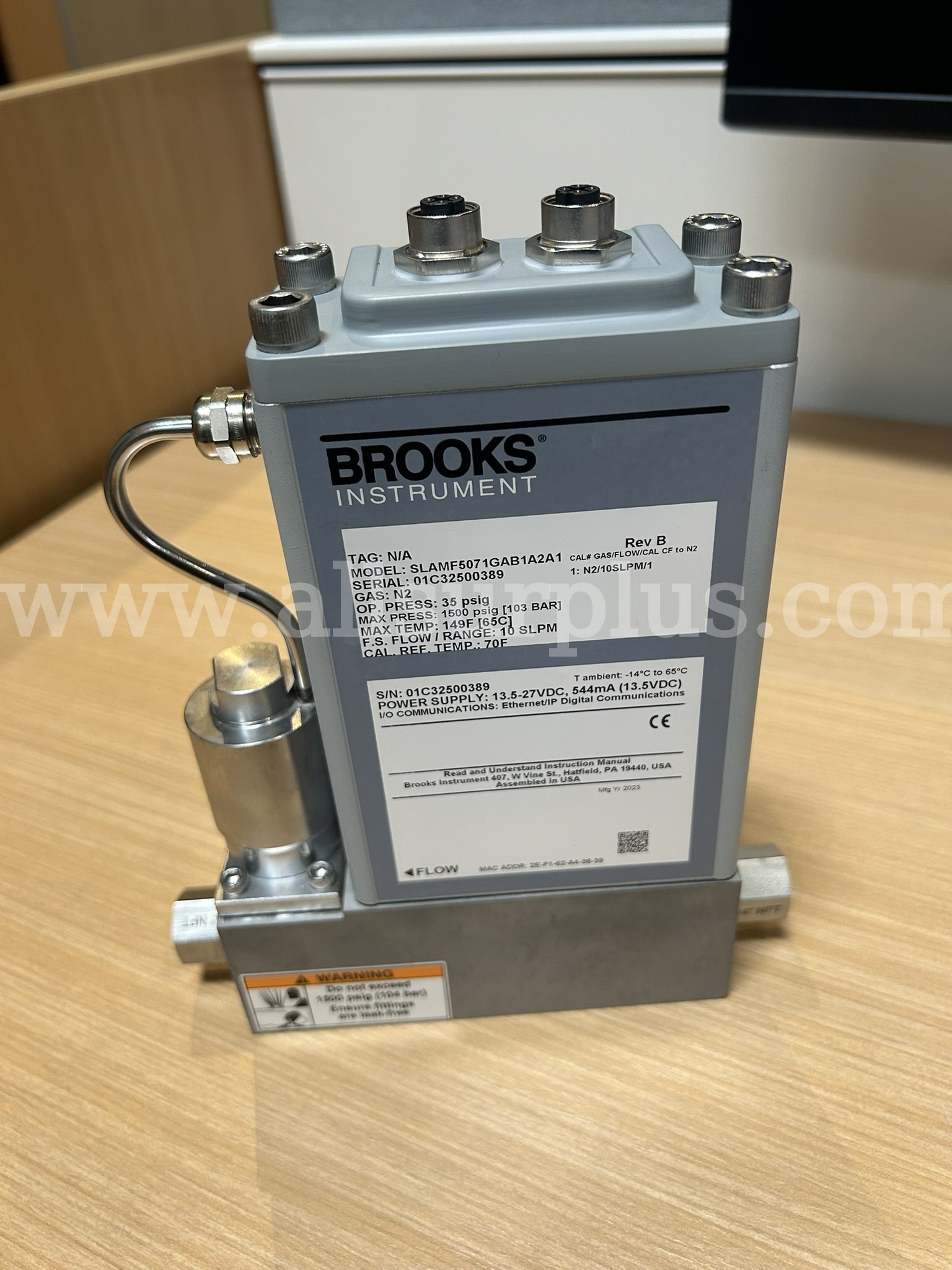 Brooks Digital Gas MFC for Nitrogen at 10 SLPM MFC Model: SLAMF5071GAB1A2A1   Government Surplus Auction - Primary Photo
