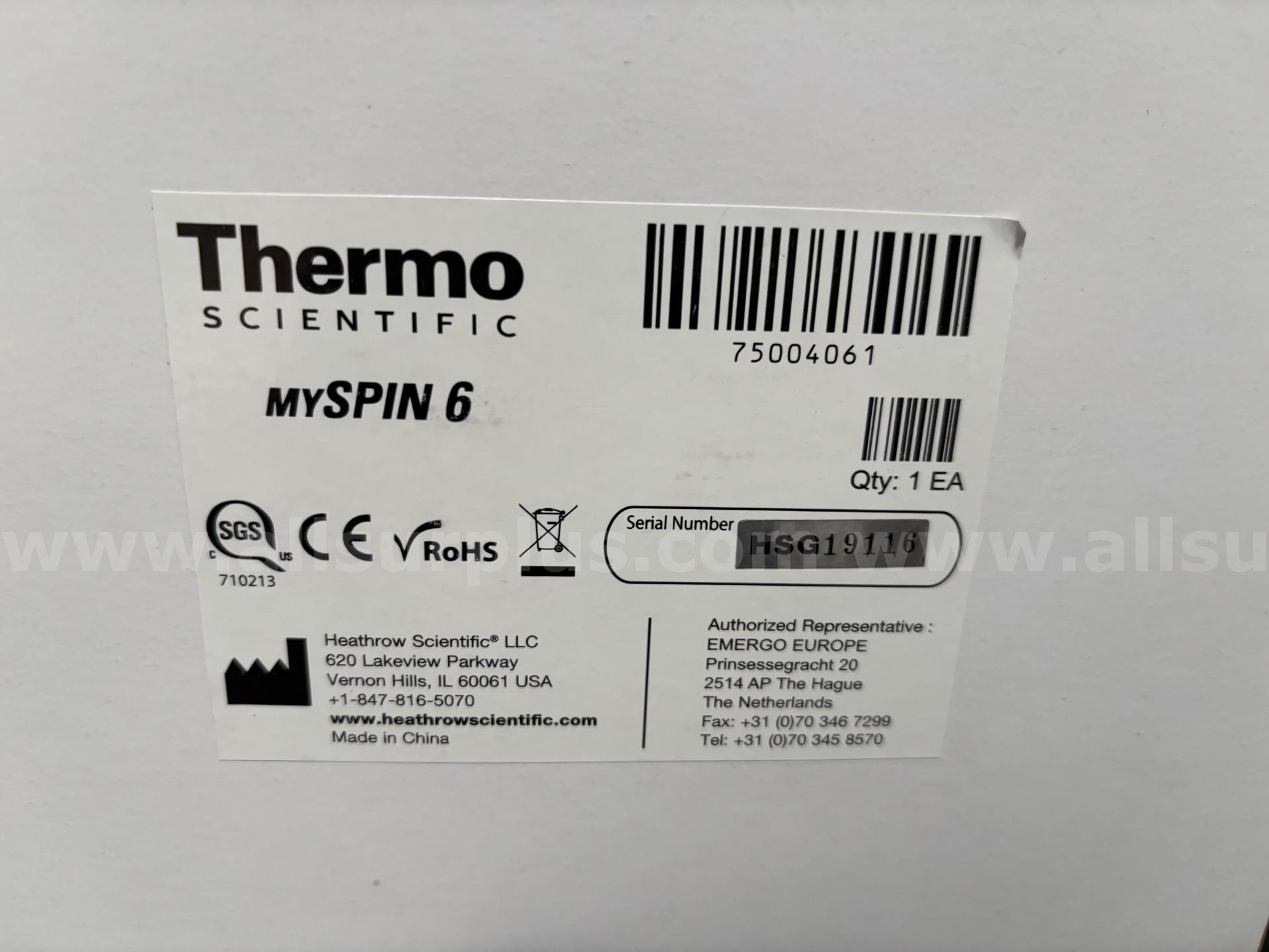 Thermo Scientific MySpin6 Mini Centrifuge Thermo Scientific mySPIN 6 Mini Centrifuge Government Surplus Auction - Photo #2