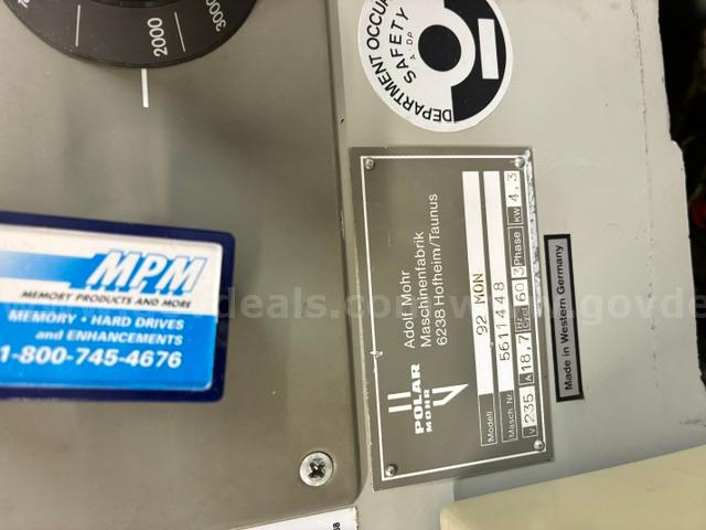 Polar Mohr Paper Cutter 92 MON Polar Mohn 92 MON Government Surplus Auction - Photo #4