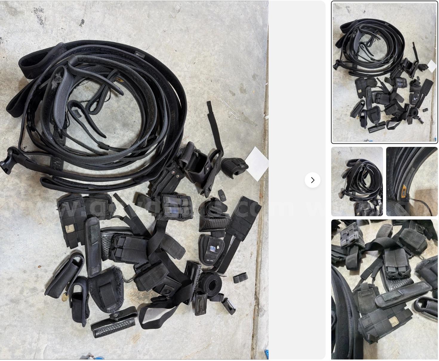 MASSIVE LOT Police Belts Holsters Handcuffs Duty Belt Various Brands Safari Land shipping only   Government Surplus Auction - Photo #2