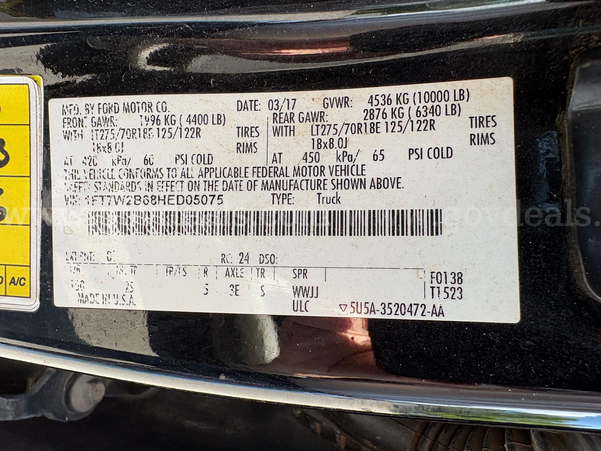 2017 Ford F-250 SD 4x4 Crew Cab Pickup Ford F-250 Government Surplus Auction - Photo #6