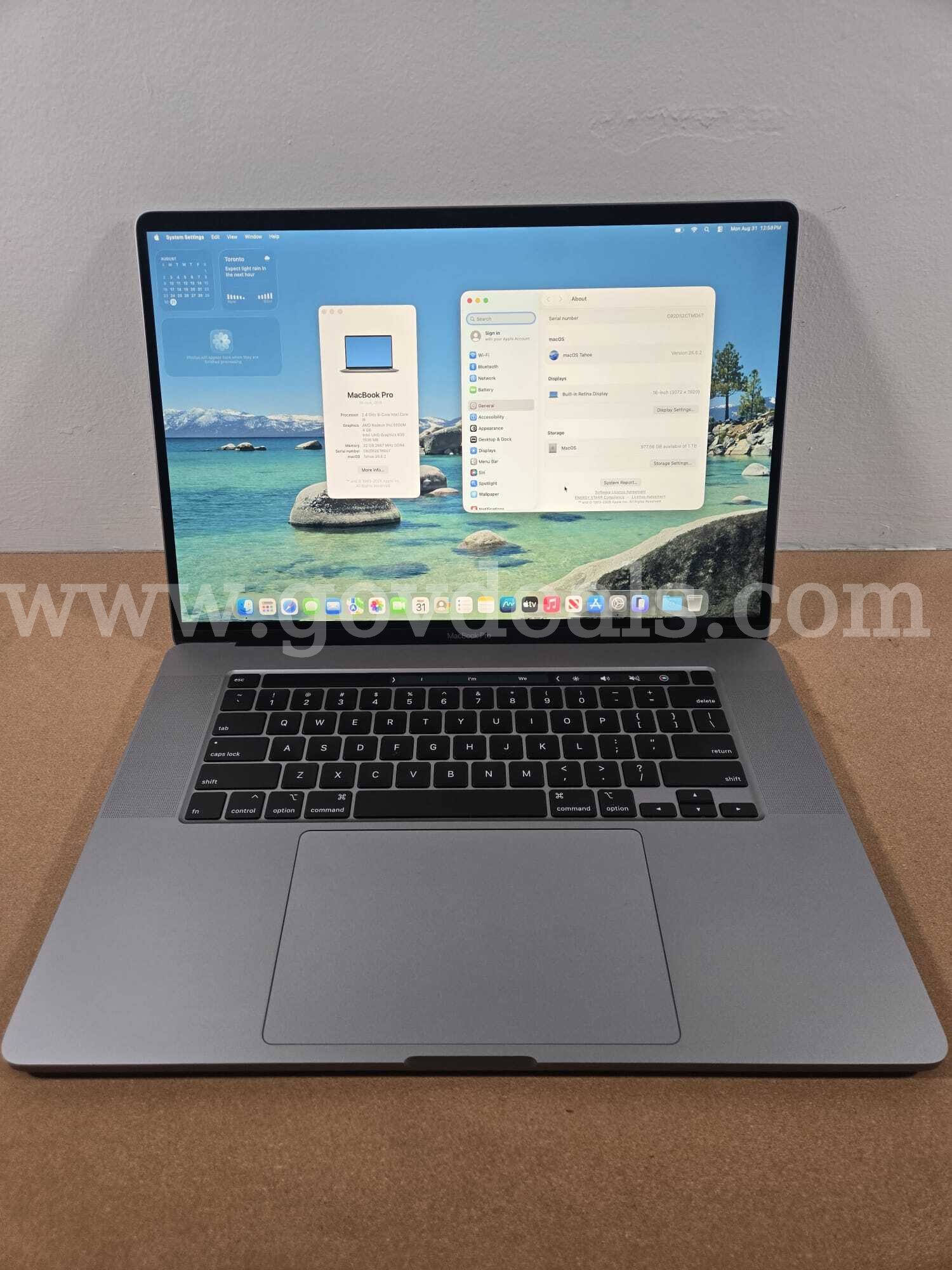 2019 Space Grey 16" MacBook Pro / Intel i9 Processor / 32 GB RAM / 1000 GB Storage