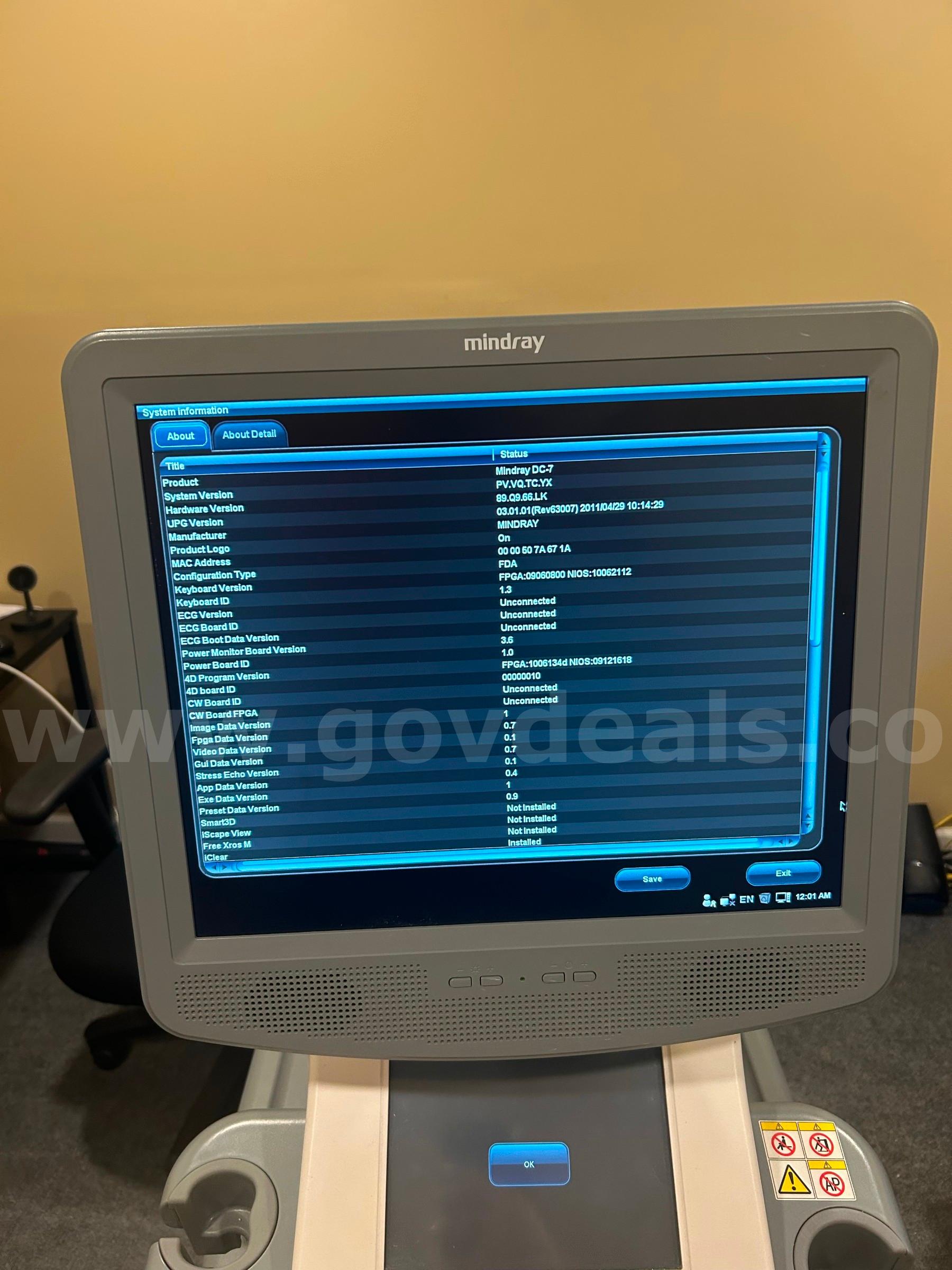 MINDRAY DC-7 ULTRASOUND SN:MX-16002192 MINDRAY DC-7 Government Surplus Auction - Photo #5