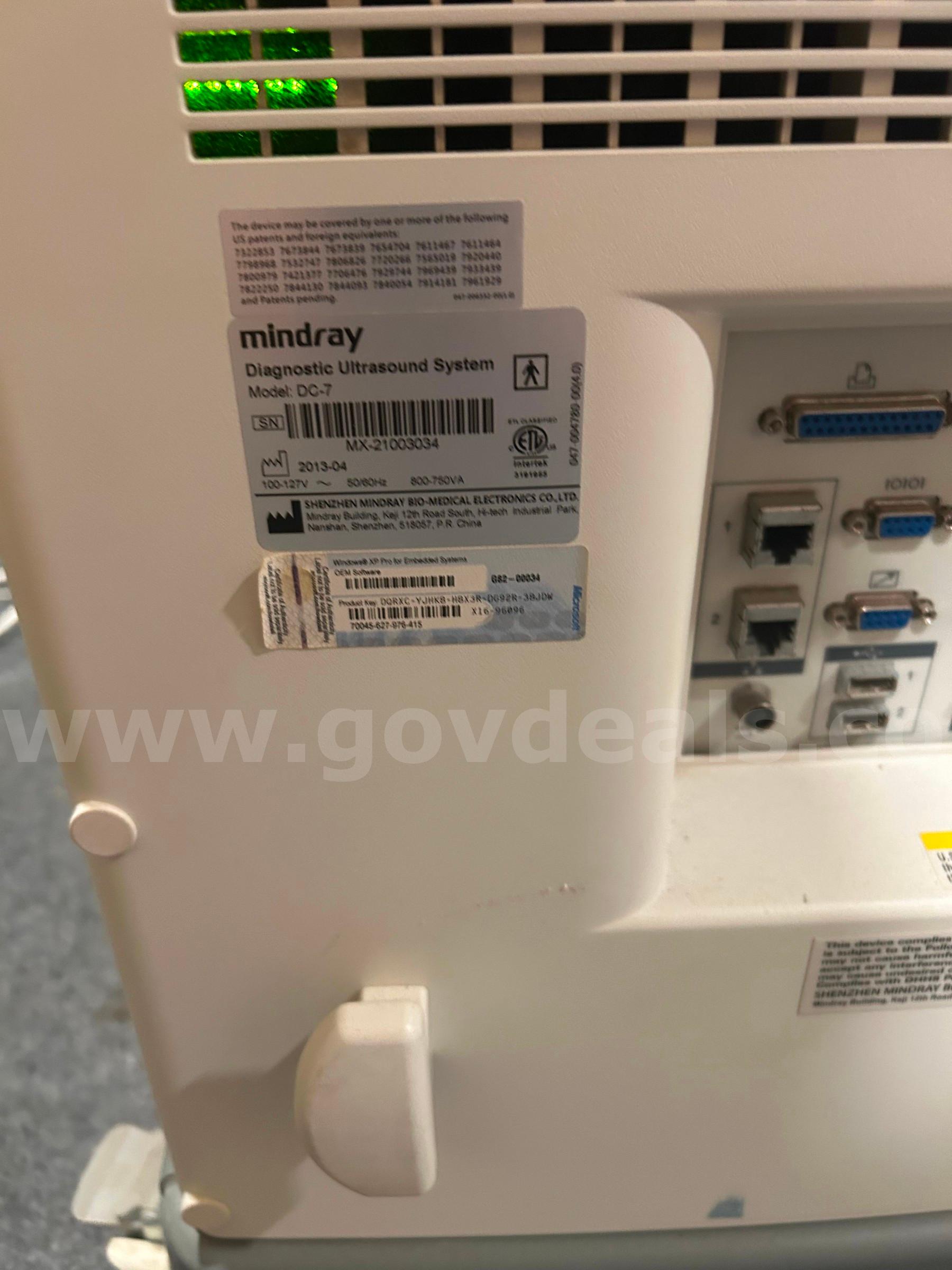 MINDRAY DC-7 ULTRASOUND SN:MX-21003034 MINDRAY DC-7 Government Surplus Auction - Photo #5