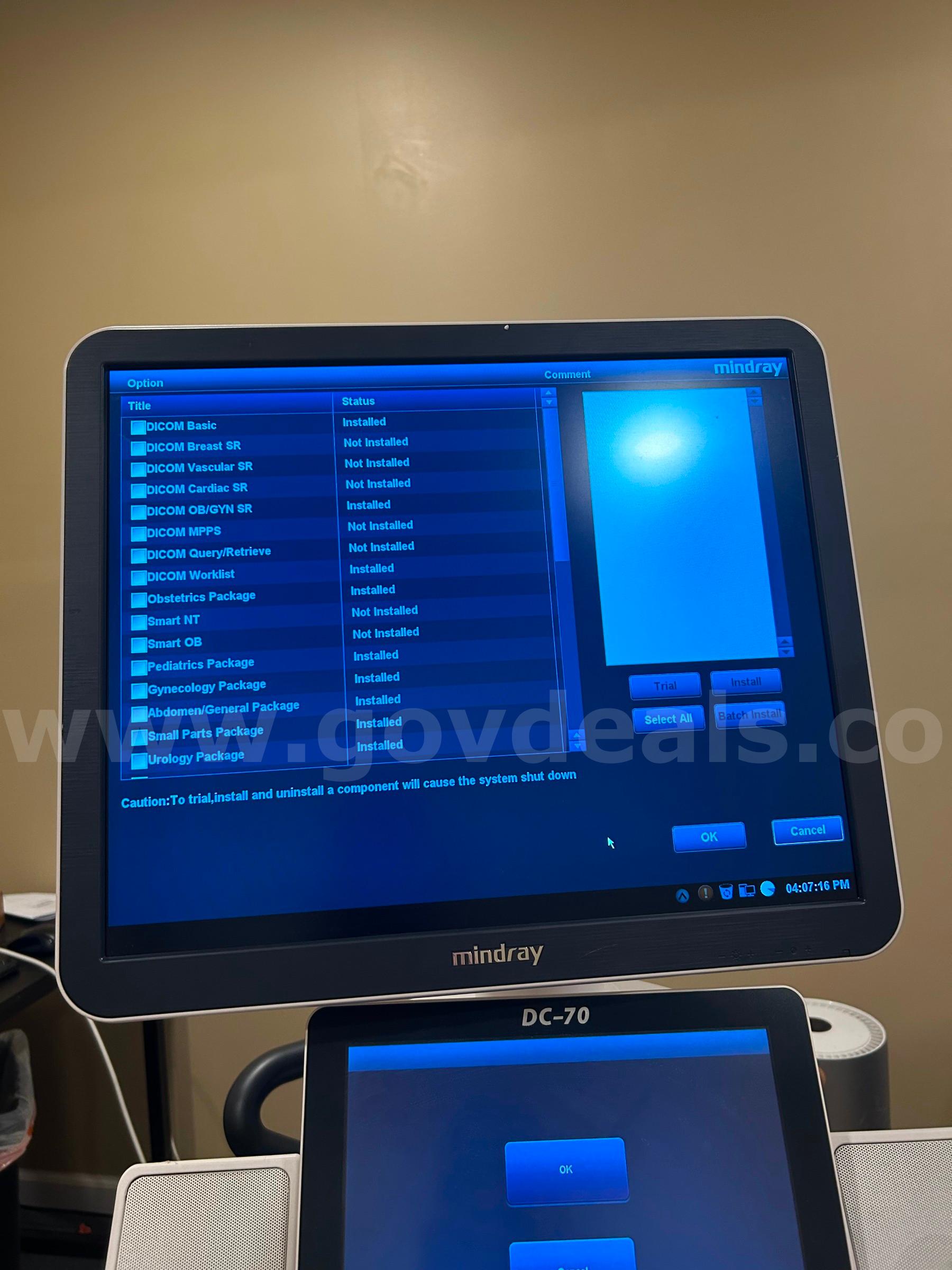 MINDRAY DC-70 ULTRASOUND SN:7G-62000945 MINDRAY DC-70 Government Surplus Auction - Photo #6