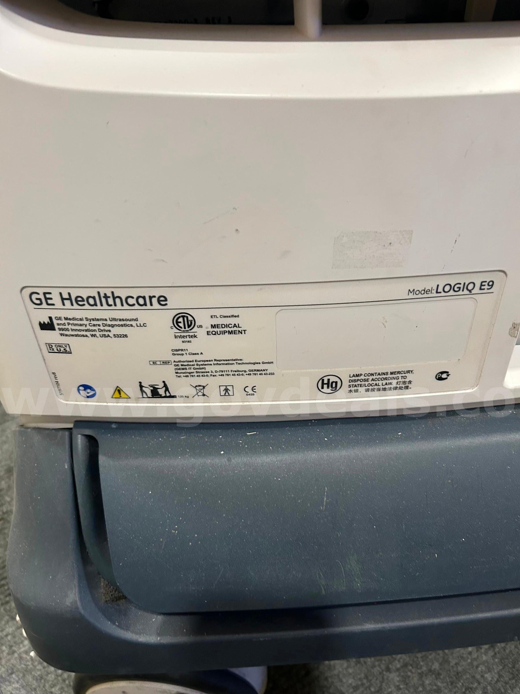 GE LOGIQ E9 Ultrasound GE LOGIQ E9 Government Surplus Auction - Photo #5