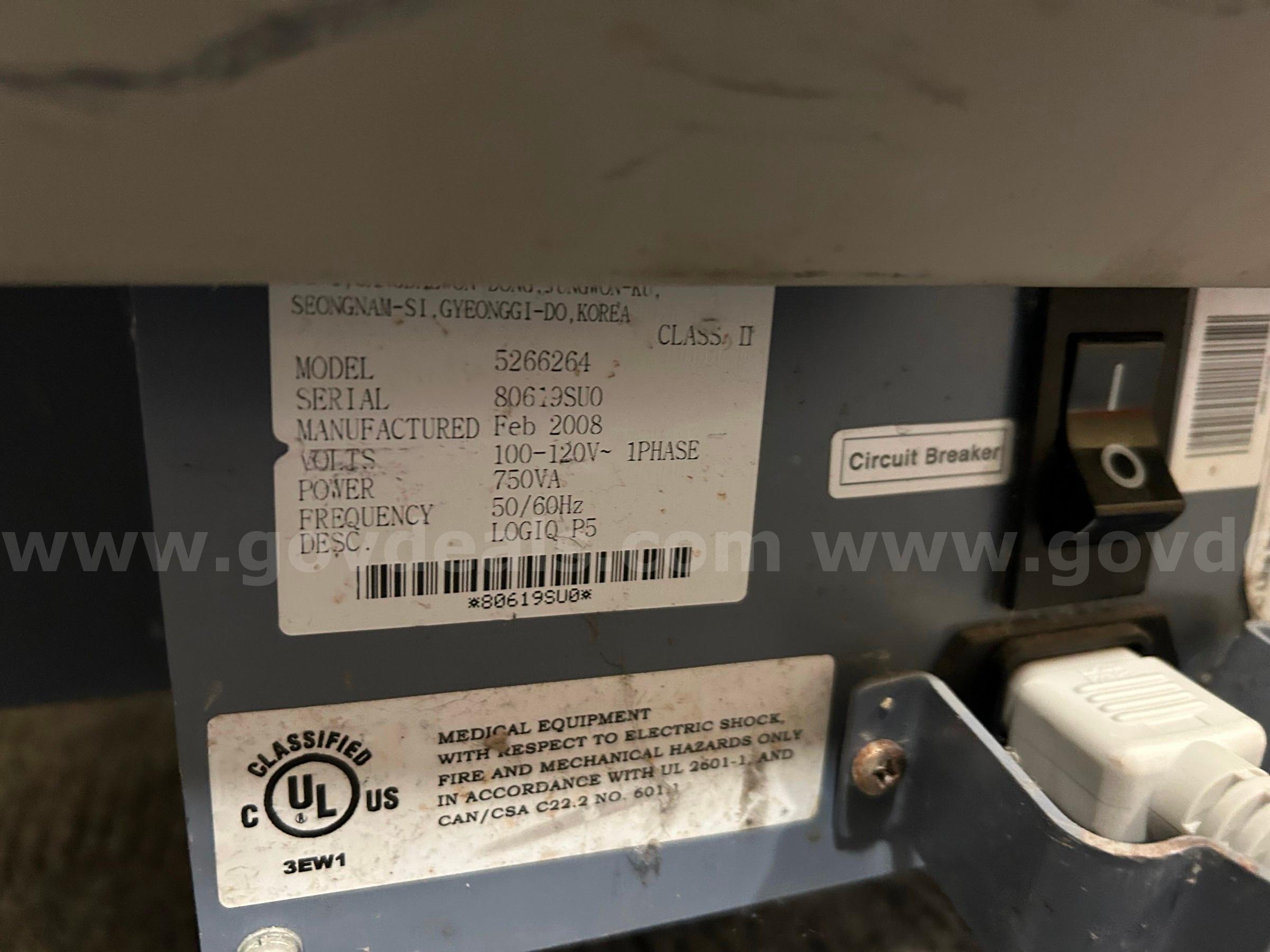 GE LOGIQ P5 ULTRASOUND SN:80619SU0 GE GE LOGIQ P5 Government Surplus Auction - Photo #4